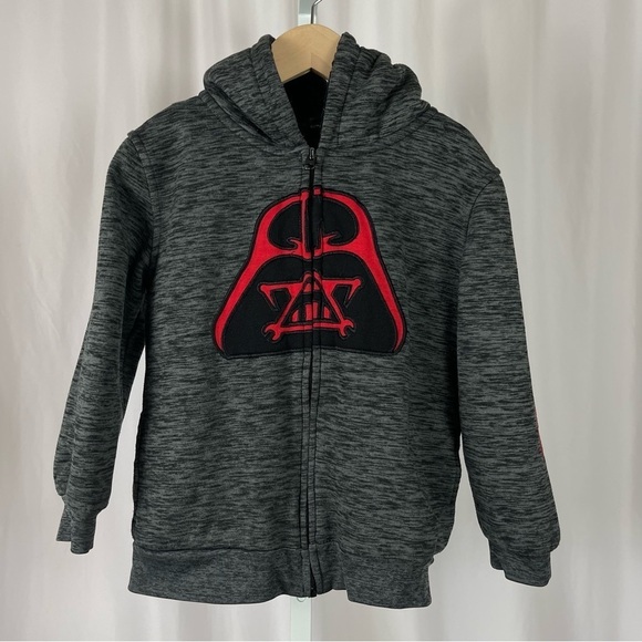 Star Wars Size 7 Darth Vader Sherpa Lined Zip Hooded Jacket Warm Thick - Picture 1 of 9
